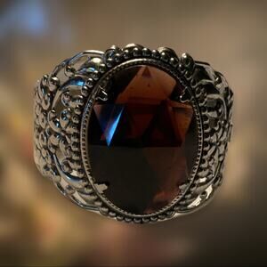 Beautiful Victorian Inspired Amethyst Rhinestone and Silver Embossed Bracelet